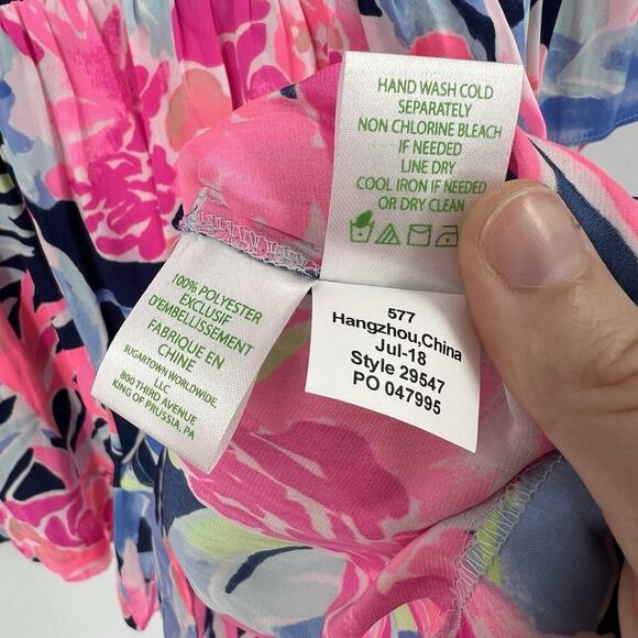 Lilly Pulitzer Ariele Romper High Tide Navy Tropicolada Floral Print‎ Size XS - Picture 11 of 12